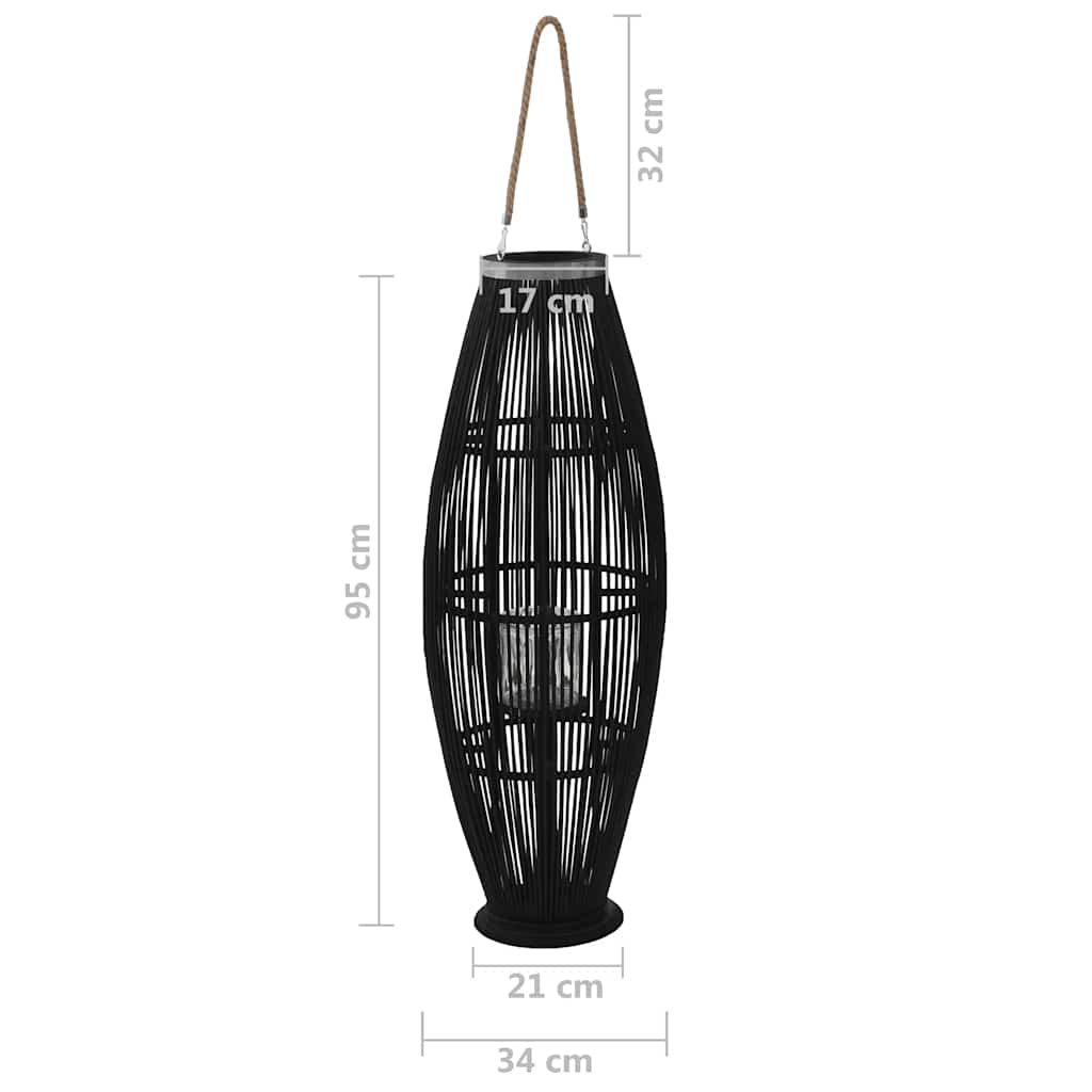 246812 vidaXL Hanging Candle Lantern Holder Bamboo Black 95 cm
