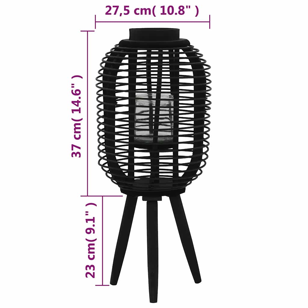246821 vidaXL Freestanding Candle Lantern Holder Bamboo Black