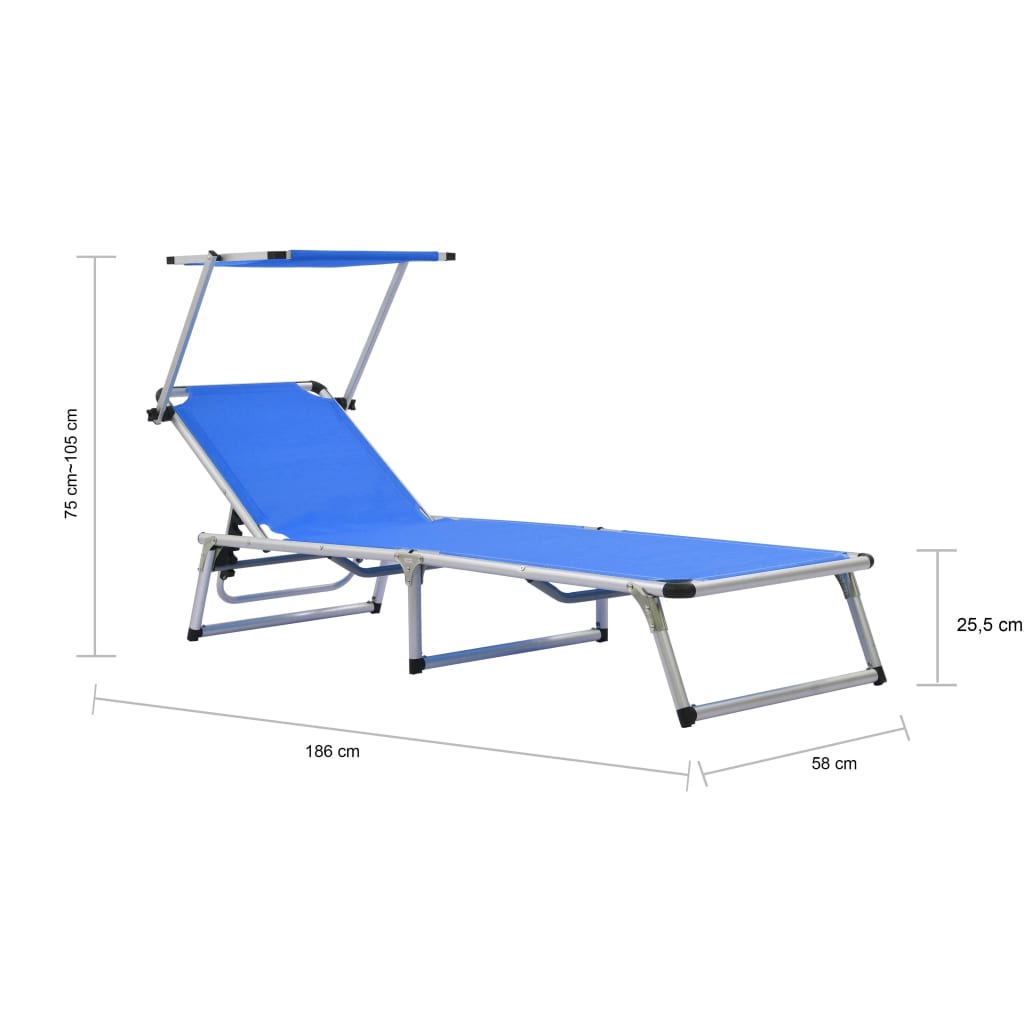 Sun Lounger | Blue | Aluminium | Standard | Foldable