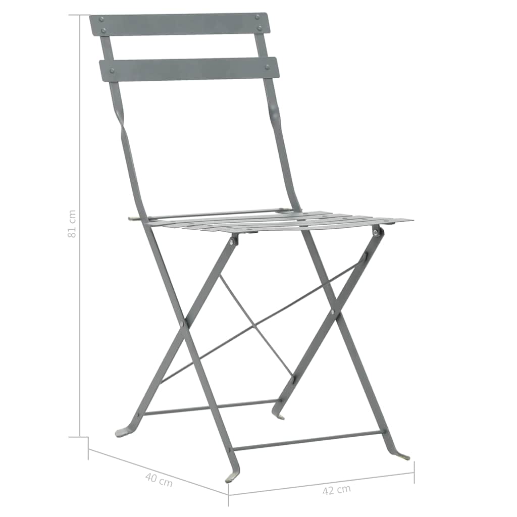 44355 vidaXL 3 Piece Bistro Set Steel Grey