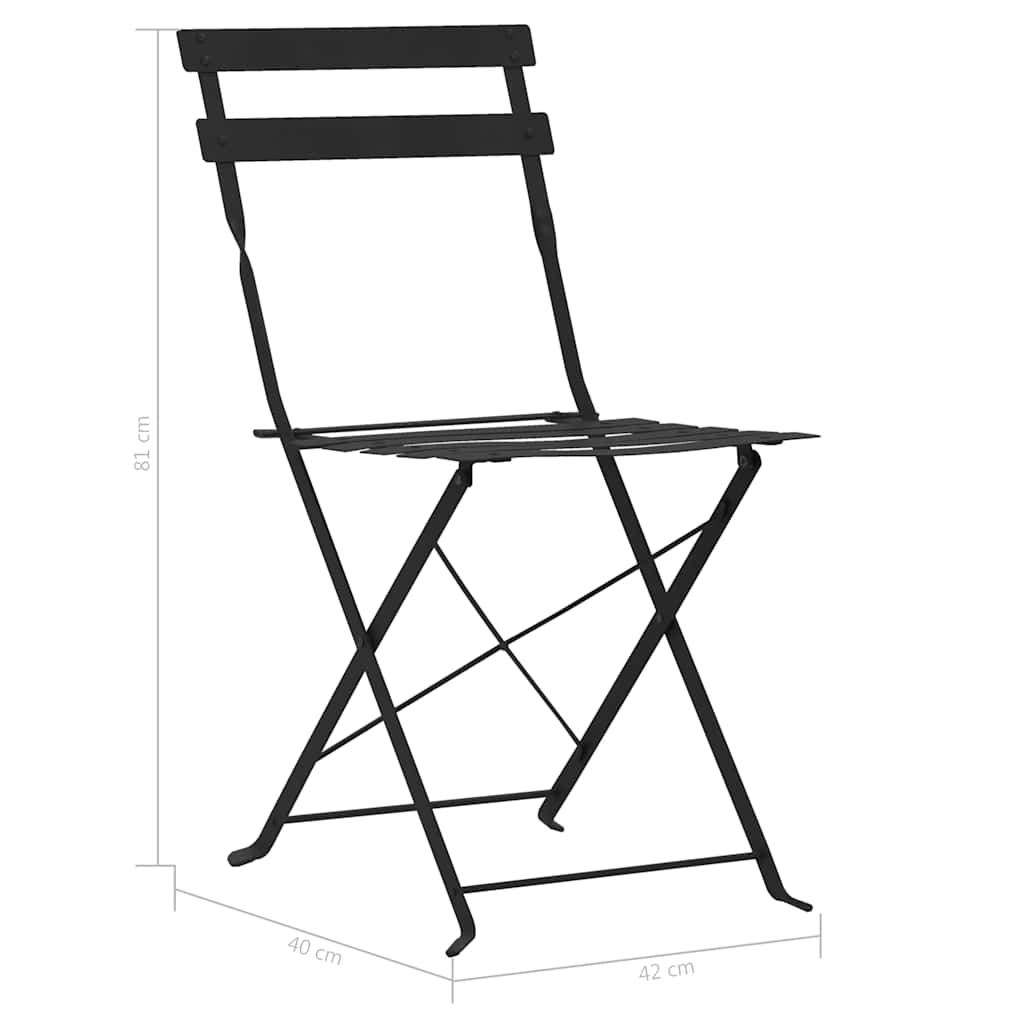 44356 vidaXL 3 Piece Bistro Set Steel Black