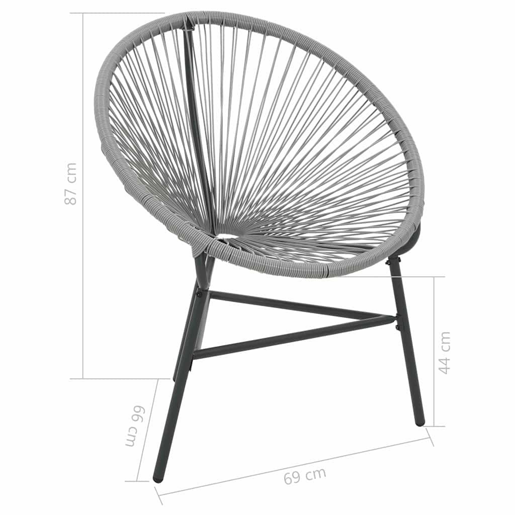 44481 vidaXL Garden Moon Chair Poly Rattan Grey