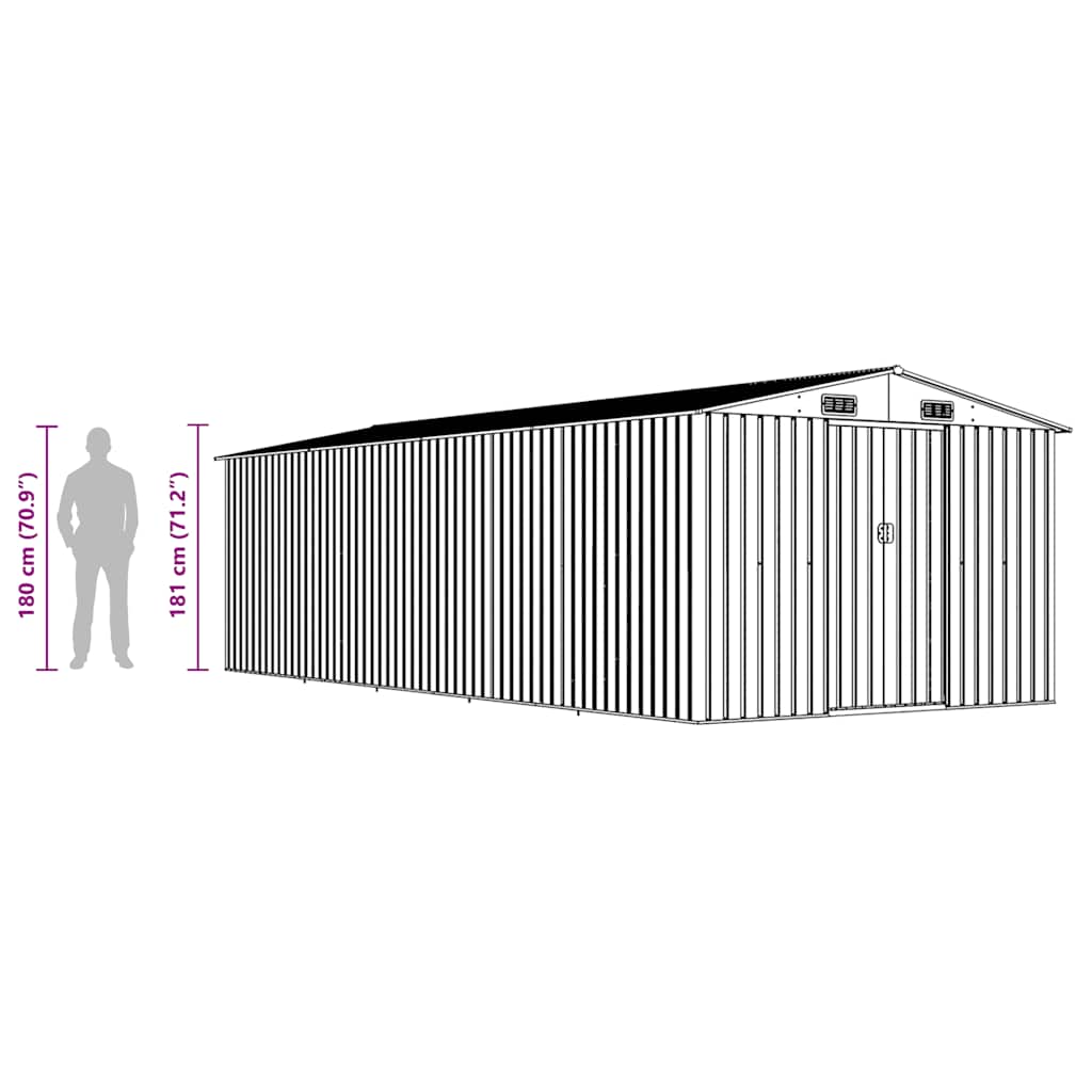Garden Shed 257x580x181 cm Metal Anthracite