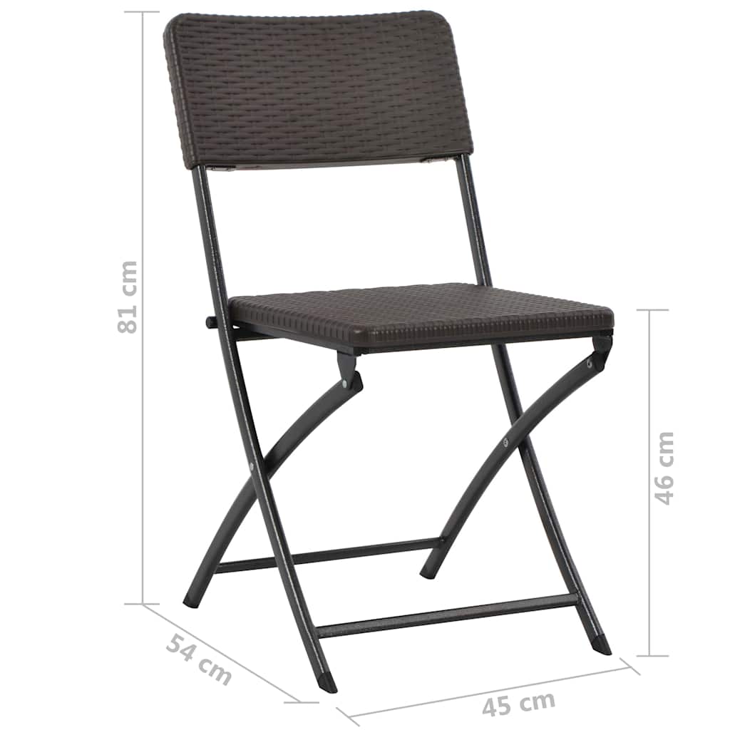 Folding Chairs 4 pcs HDPE and Steel Brown