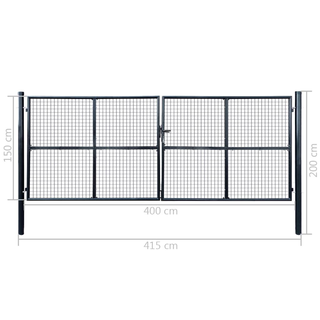 Mesh Garden Gate Galvanised Steel 400x150 cm Grey