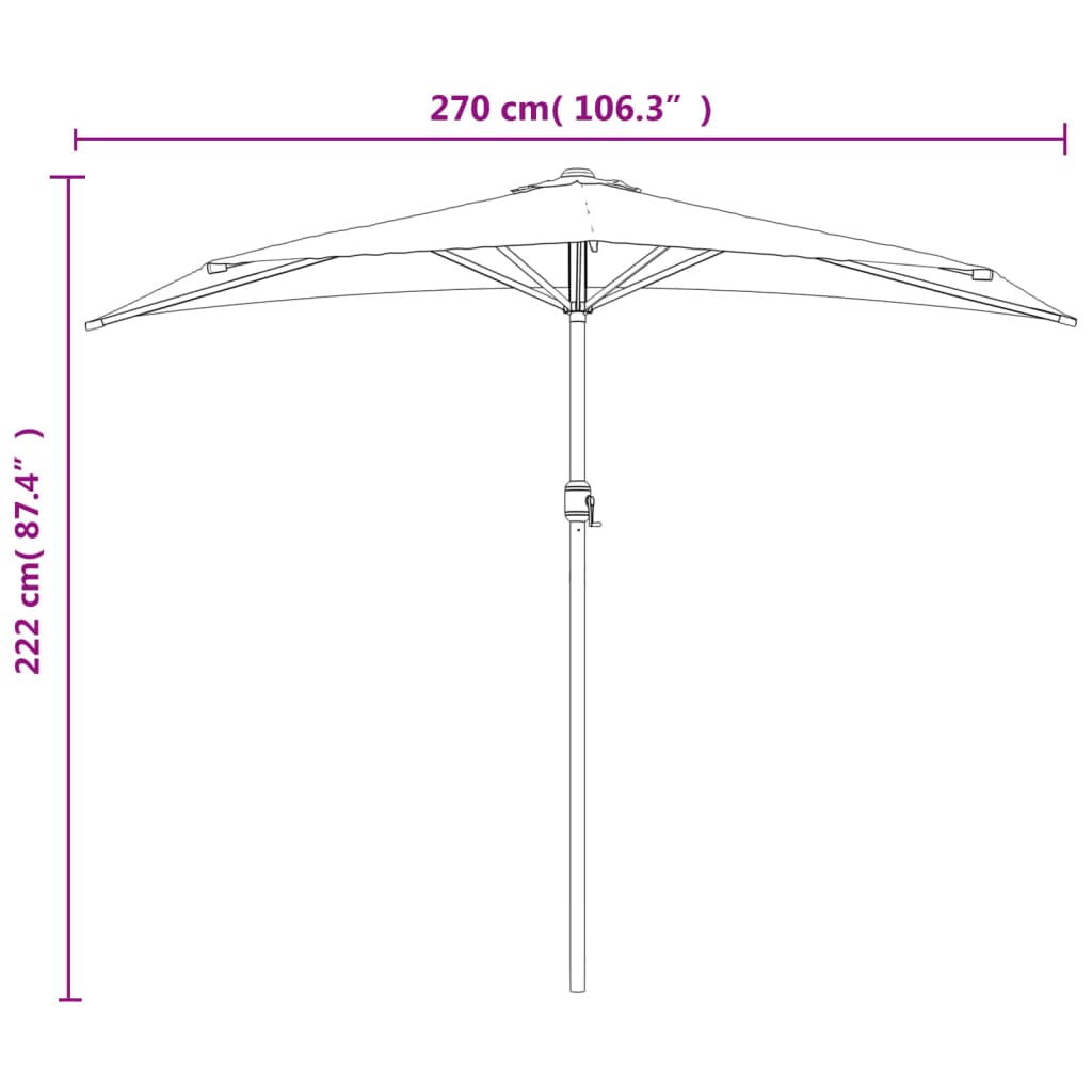 44589 vidaXL Balcony Parasol with Aluminium Pole Anthracite 270x144 cm Half