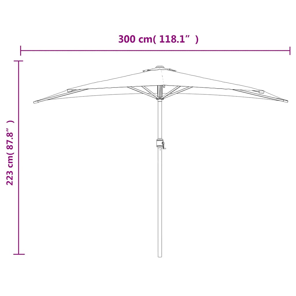 44591 vidaXL Balcony Parasol with Aluminium Pole Sand 300x155 cm Half