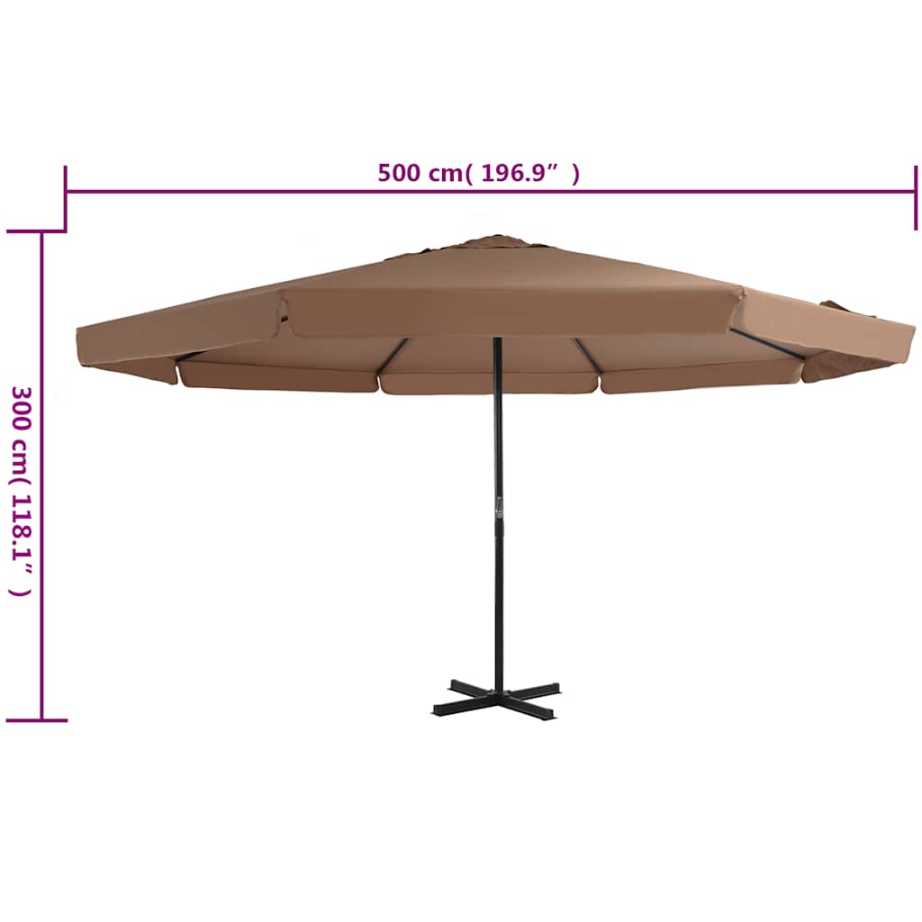 Outdoor Parasol with Aluminium Pole 500 cm Taupe
