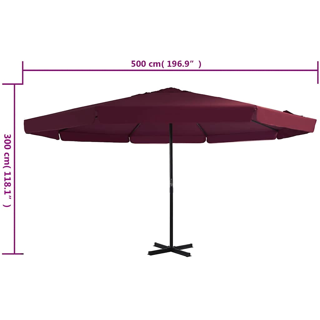 Outdoor Parasol with Aluminium Pole 500 cm Bordeaux Red