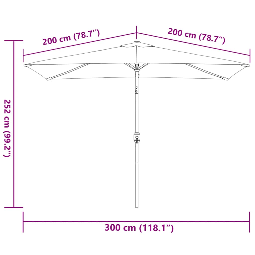 Outdoor Parasol with Metal Pole 300x200 cm Anthracite