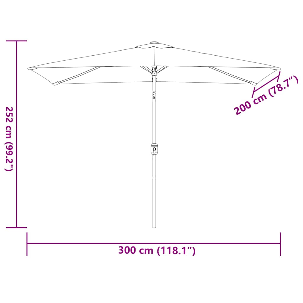 Outdoor Parasol with Metal Pole 300x200 cm Bordeaux Red