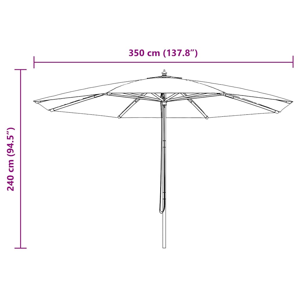 Garden Parasol | Sand White | Polyester | 350 cm diameter | Collapsible