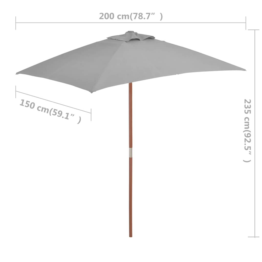 44535 vidaXL Outdoor Parasol with Wooden Pole 150x200 cm Anthracite