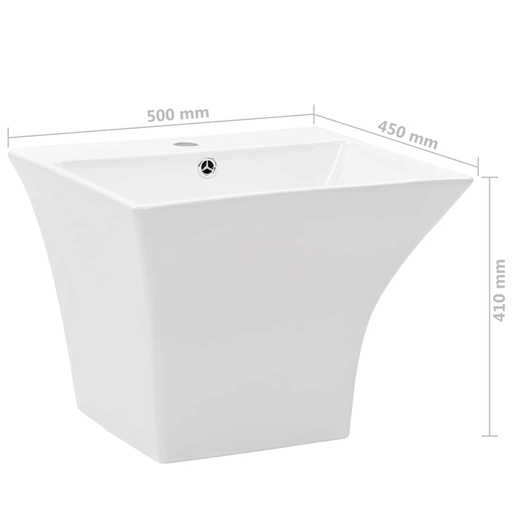 143019 vidaXL Wall-mounted Basin Ceramic White 500x450x410 mm