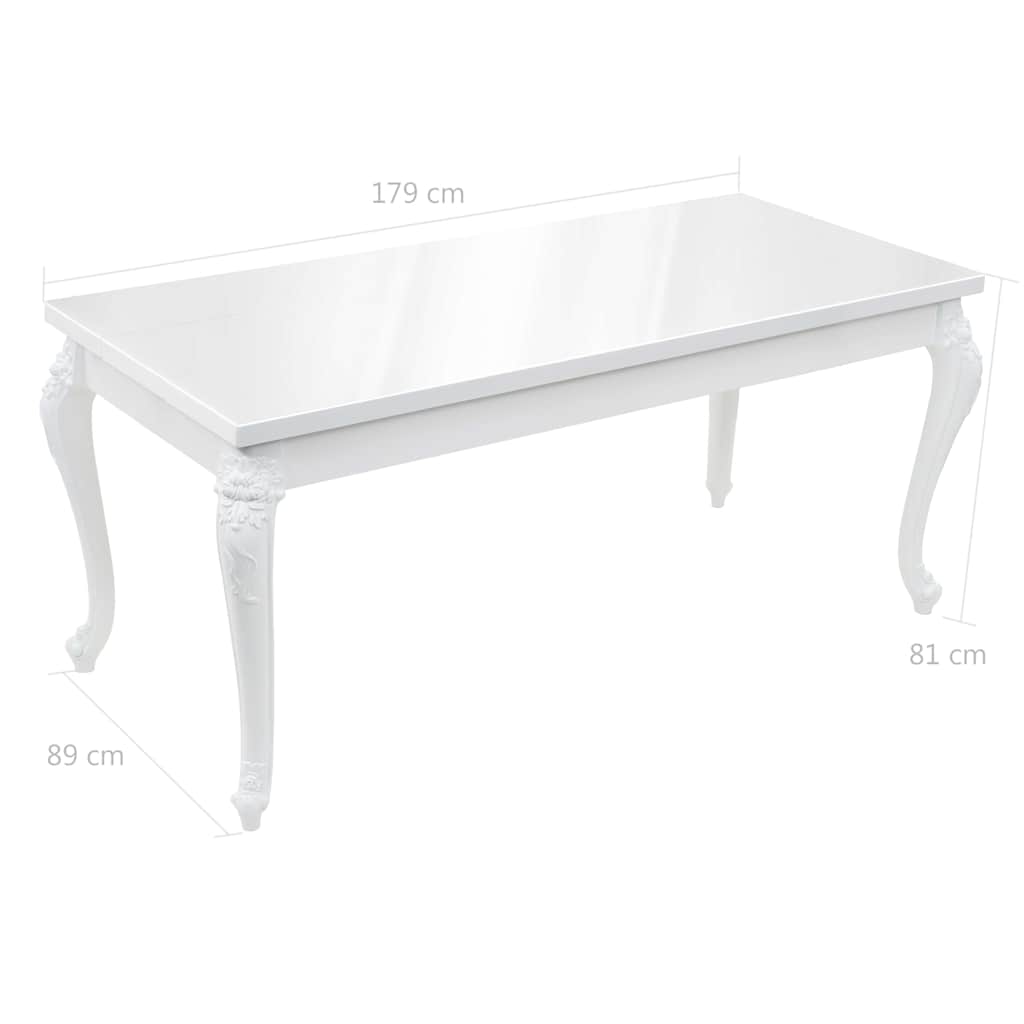246958 vidaXL Dining Table 179x89x81 cm High Gloss White