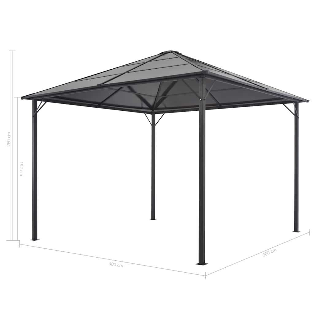 44641 vidaXL Gazebo with Roof Aluminium 3x3 m Anthracite