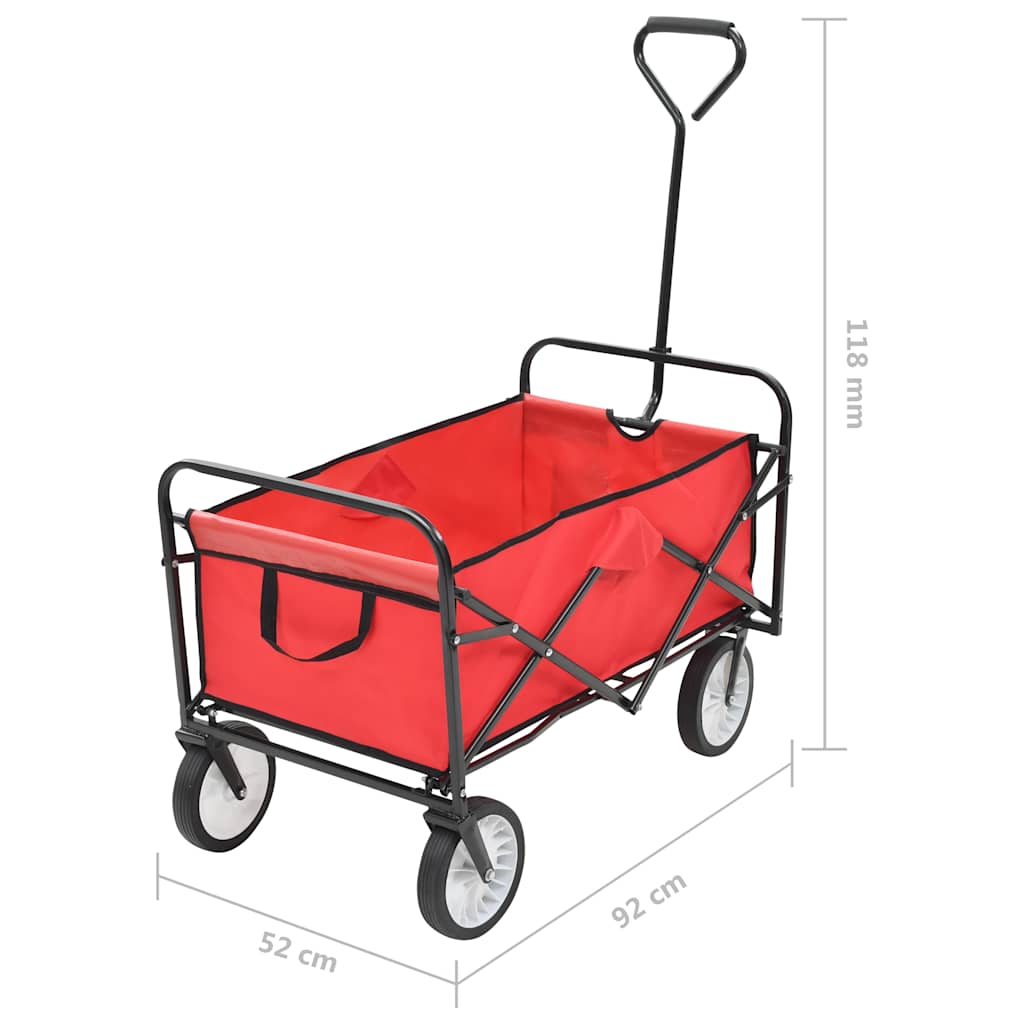 143778 vidaXL Folding Hand Trolley Steel Red