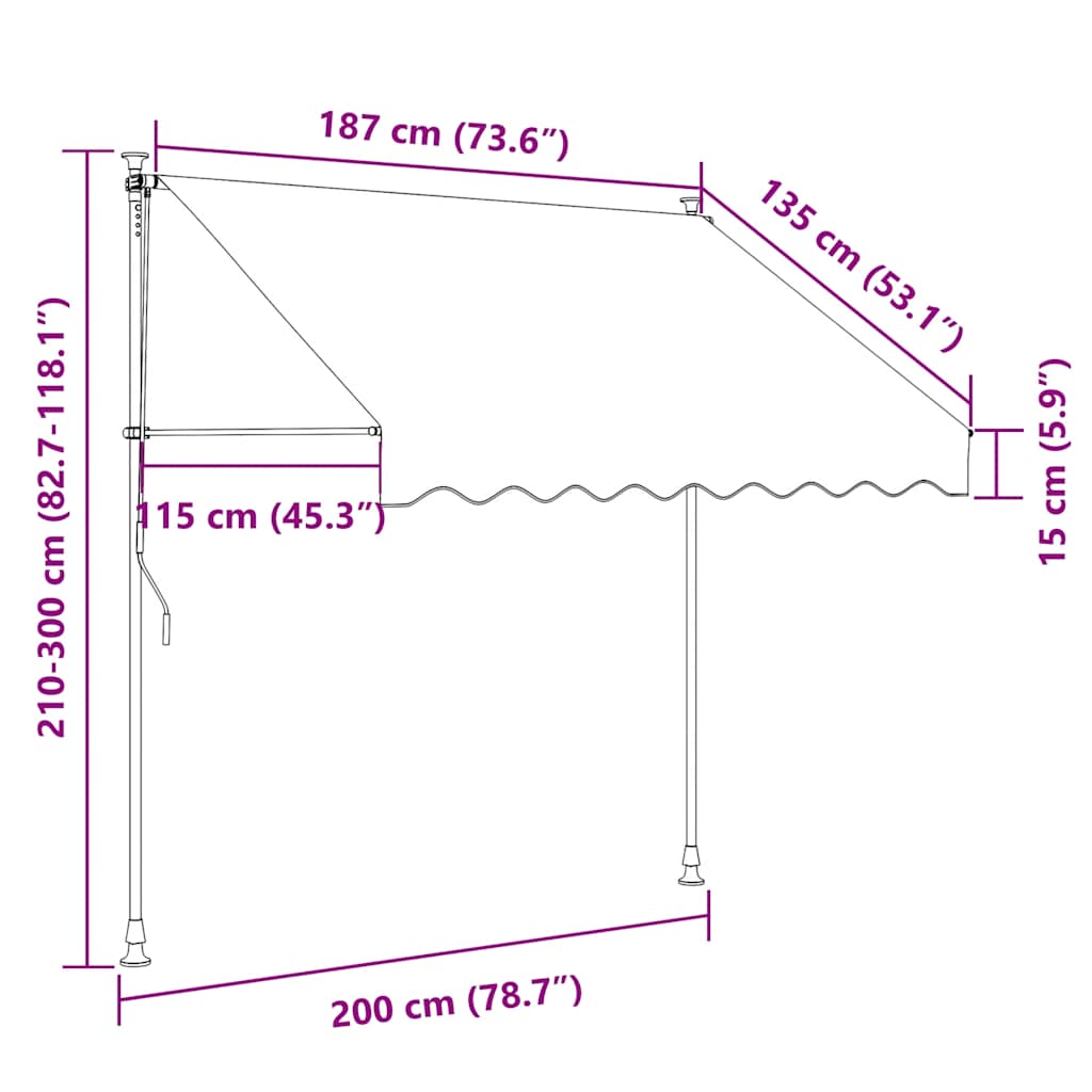 143688 vidaXL Manual Retractable Awning 200 cm Anthracite