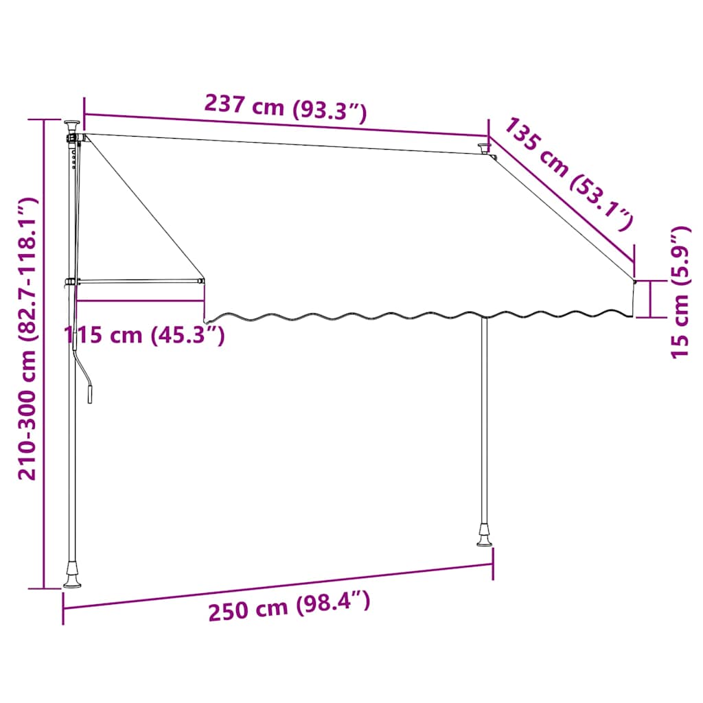 143689 vidaXL Manual Retractable Awning 250 cm Anthracite