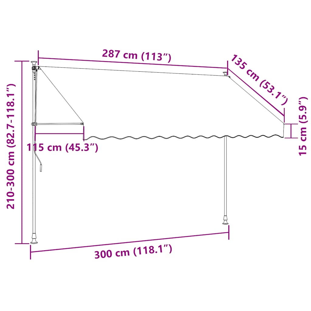 143696 vidaXL Manual Retractable Awning 300 cm Cream