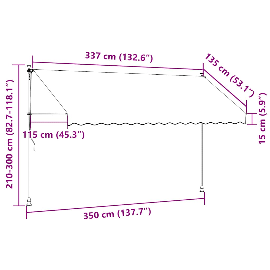 143697 vidaXL Manual Retractable Awning 350 cm Cream