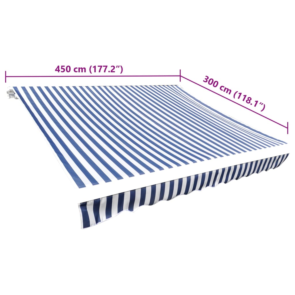 Awning Replacement Fabric Blue and White 450x300 cm Polyester
