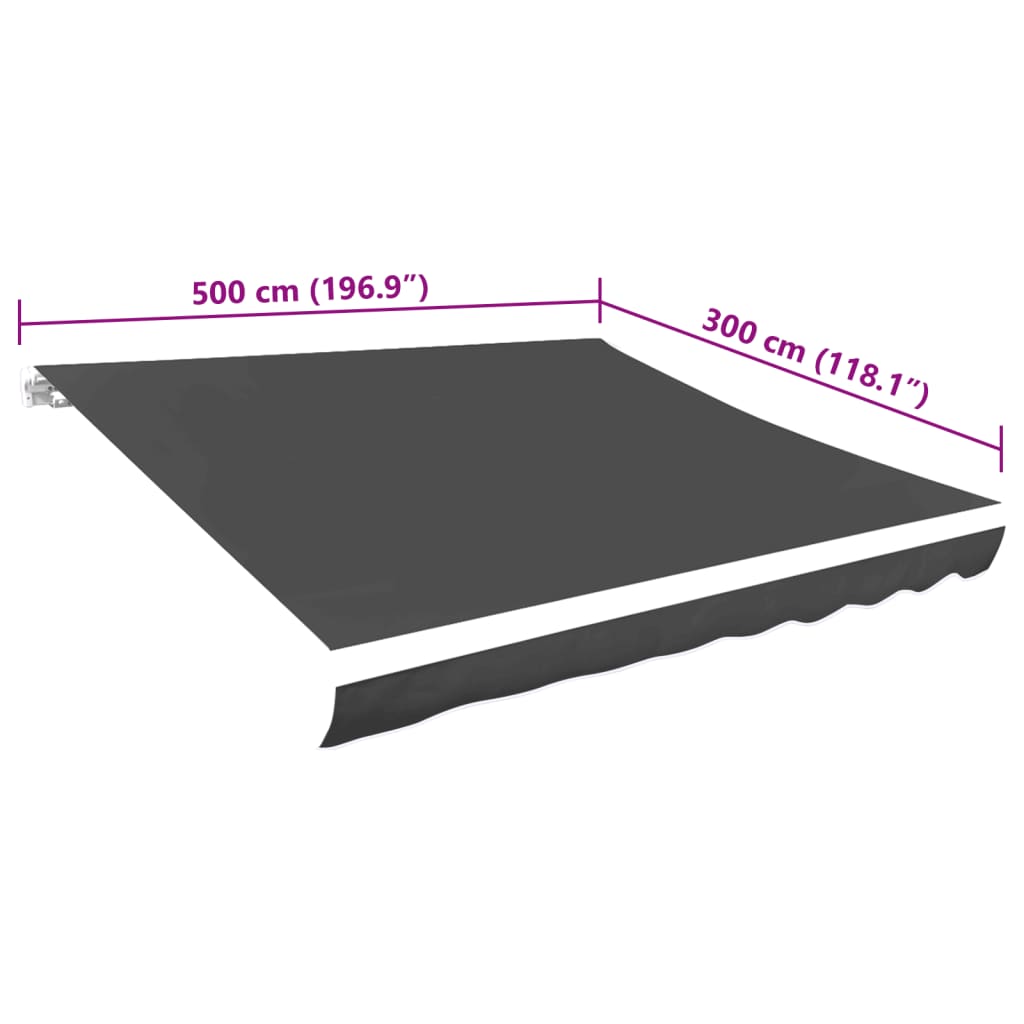 Awning Top Sunshade Canvas Anthracite 5x3 m