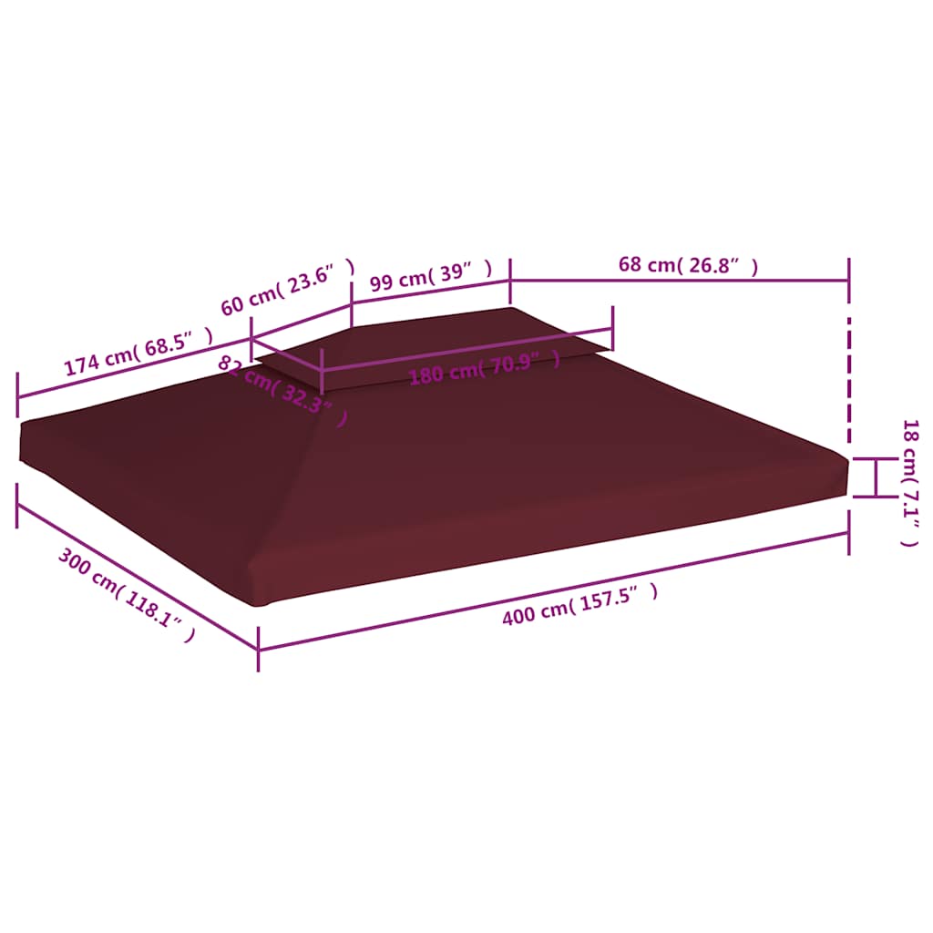 44761 vidaXL 2-Tier Gazebo Top Cover 310 g/m² 4x3 m Bordeaux
