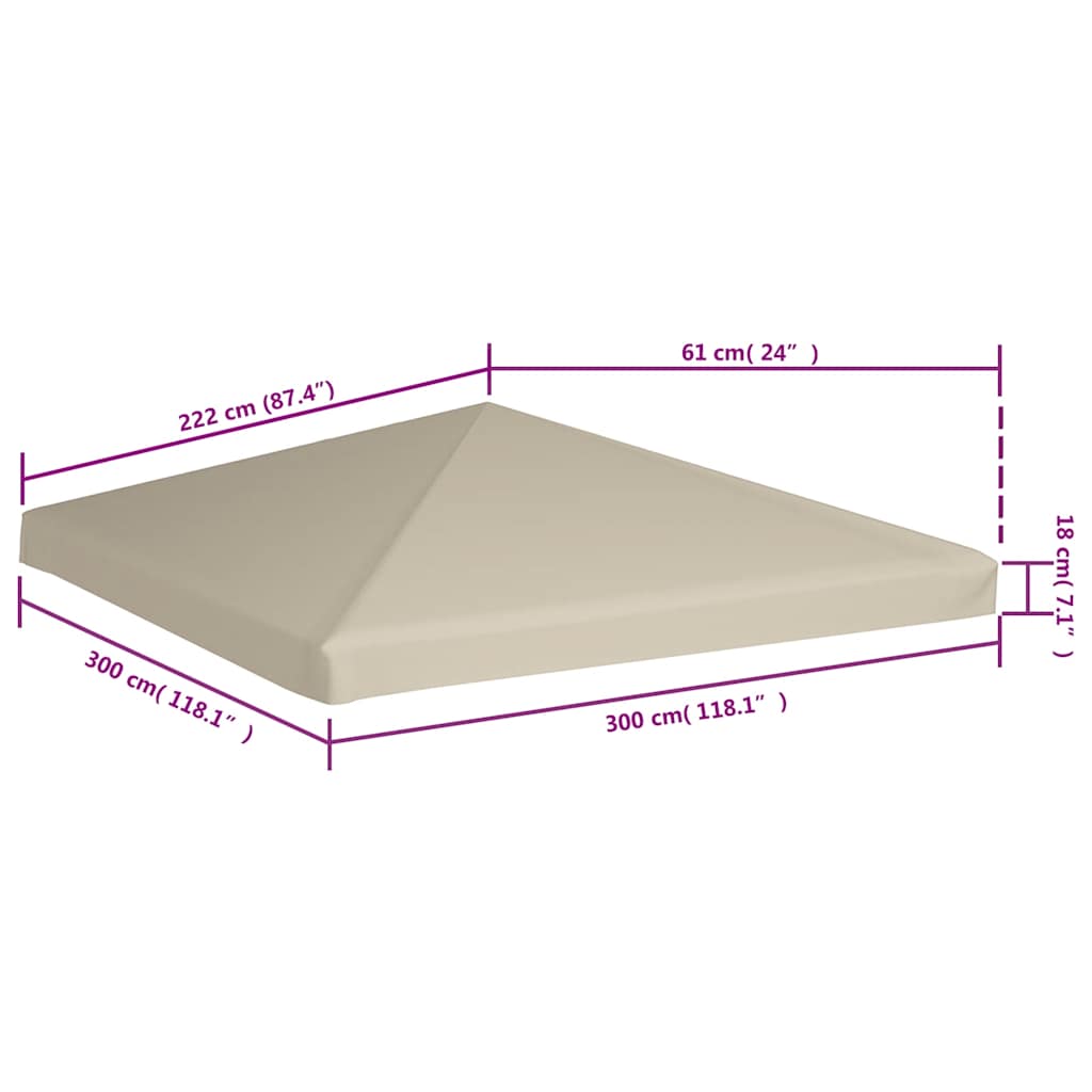 44778 vidaXL Gazebo Top Cover 310 g/m² 3x3 m Beige