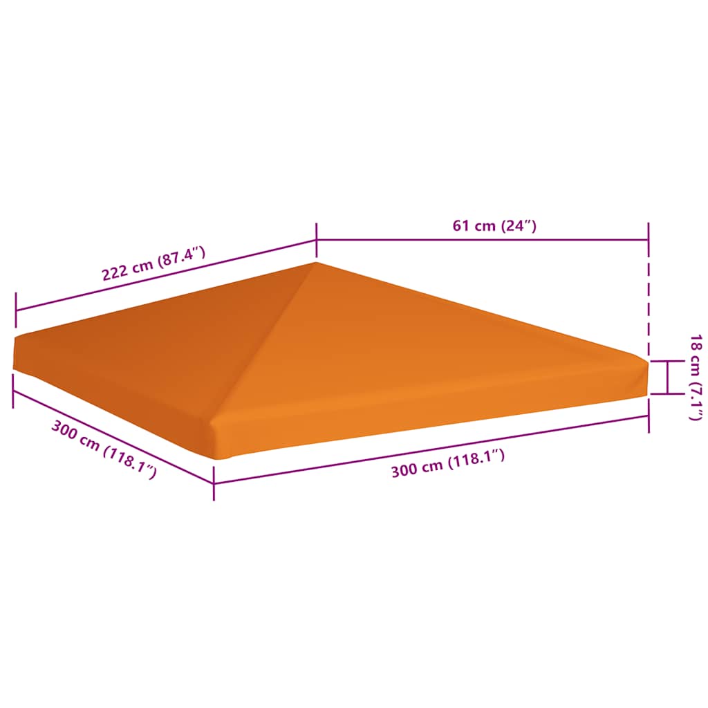 44780 vidaXL Gazebo Top Cover 310 g/m² 3x3 m Orange