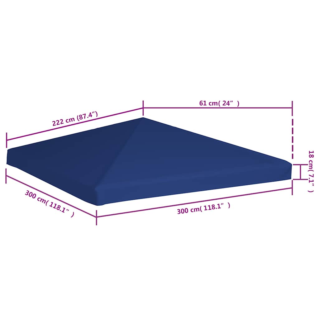 44782 vidaXL Gazebo Top Cover 310 g/m² 3x3 m Blue