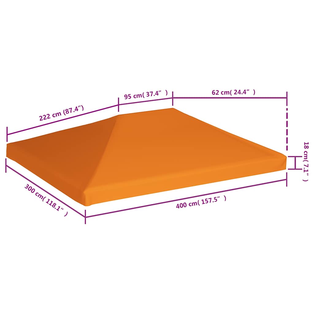 44786 vidaXL Gazebo Top Cover 310 g/m² 4x3 m Orange