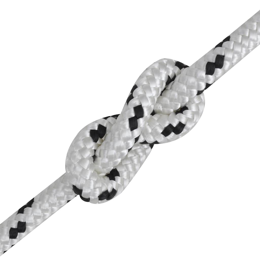 143794 vidaXL Braided Boat Rope Polyester 12 mm 250 m White
