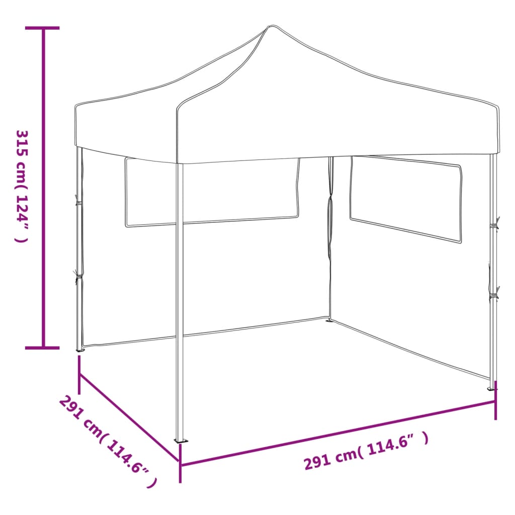 44965 vidaXL Foldable Party Tent Pop-Up with 2 Sidewalls 3x3 m Anthracite