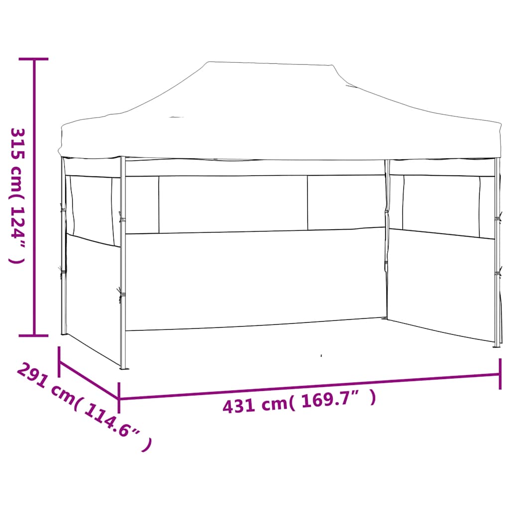 Foldable Tent with 3 Walls 431x291x315 cm Anthracite