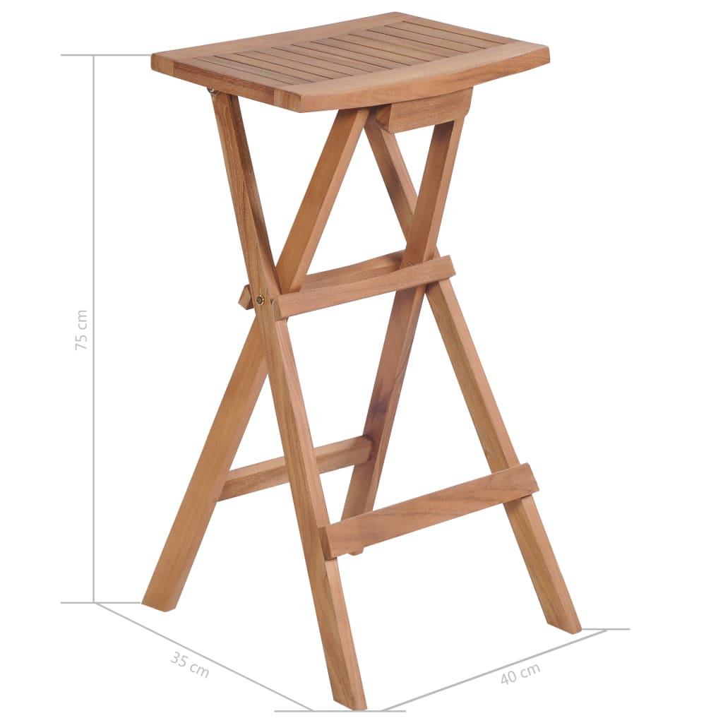 Bar Stool | Set of 4 | Brown | Solid teak wood | Standard | Foldable