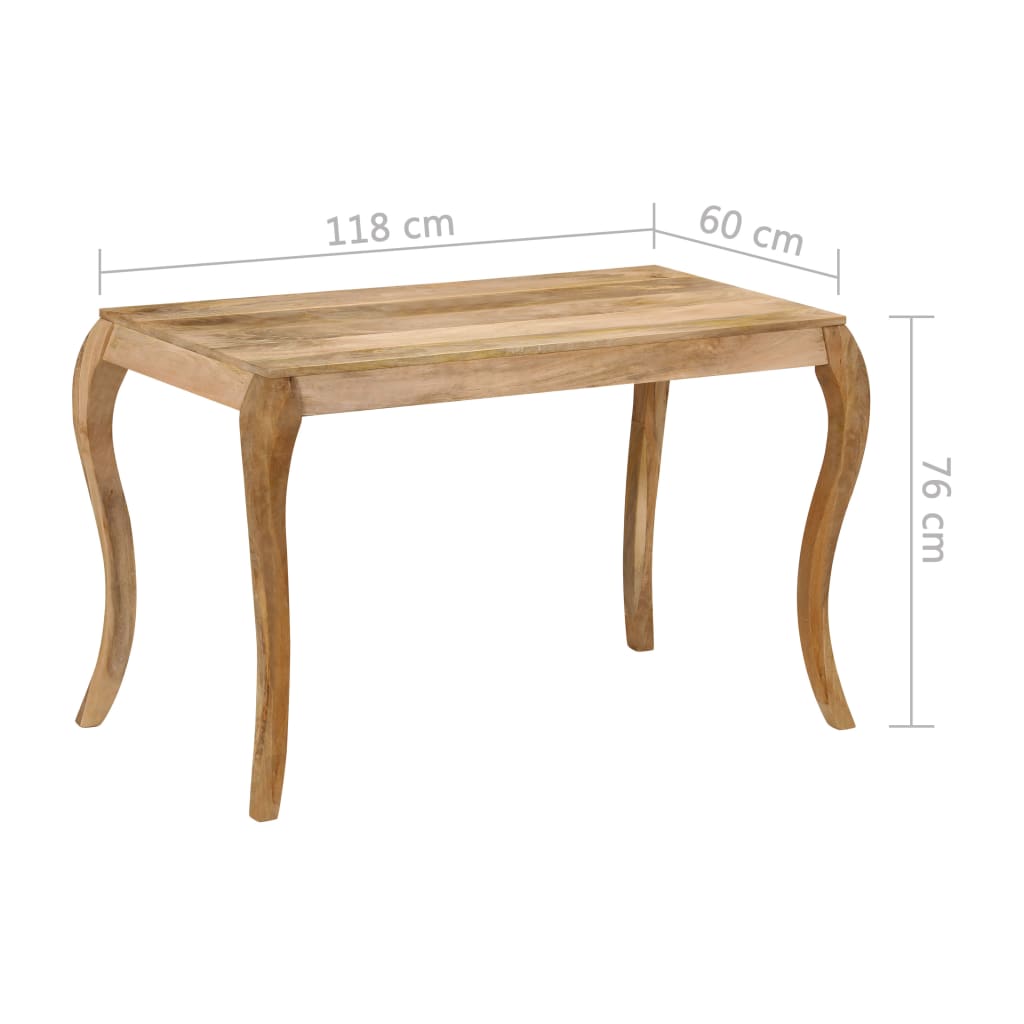 247113 vidaXL Dining Table 118x60x76 cm Solid Mango Wood