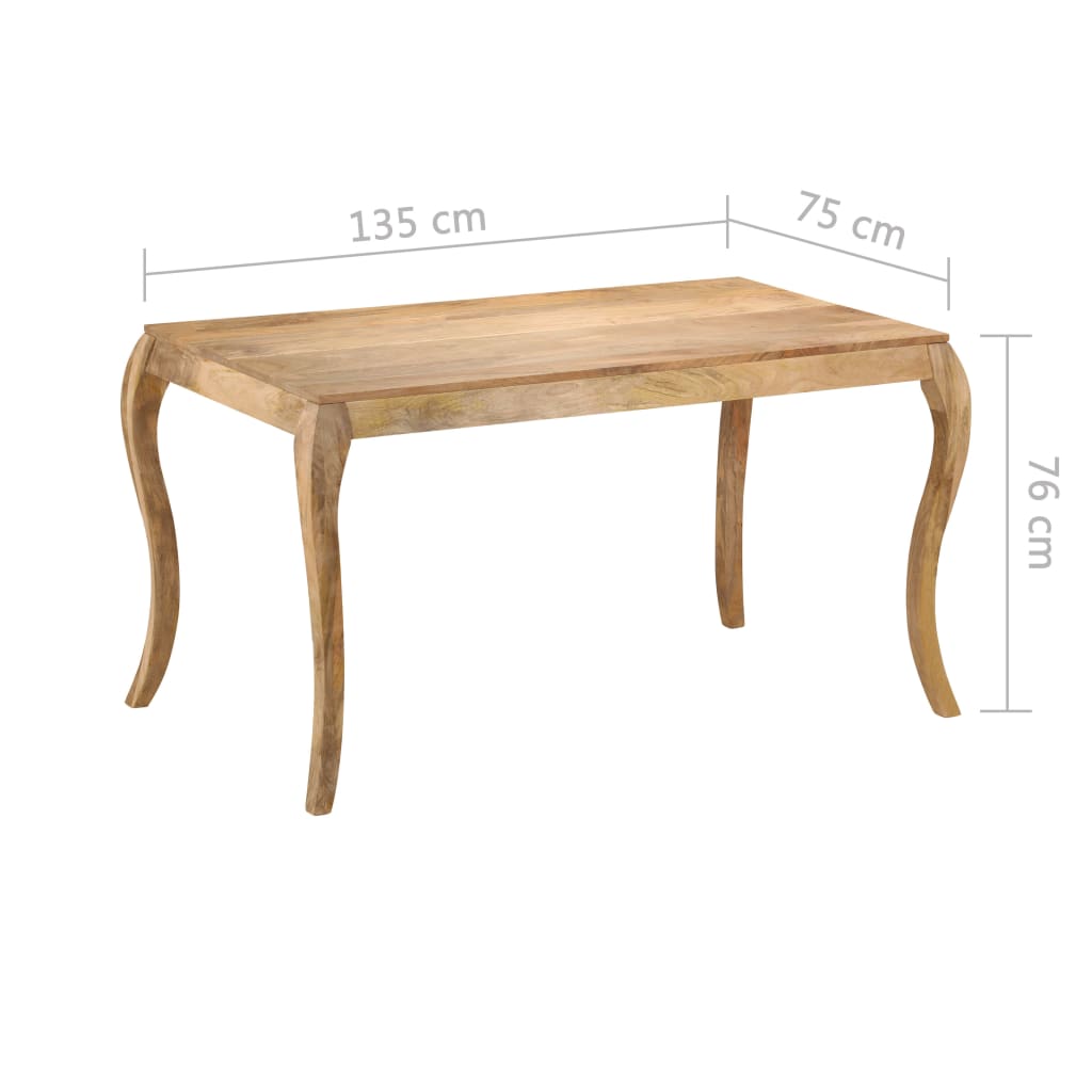 247114 vidaXL Dining Table 135x75x76 cm Solid Mango Wood