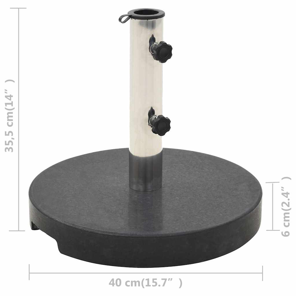 Parasol Base | Black | Granite and Stainless Steel | 20 kg