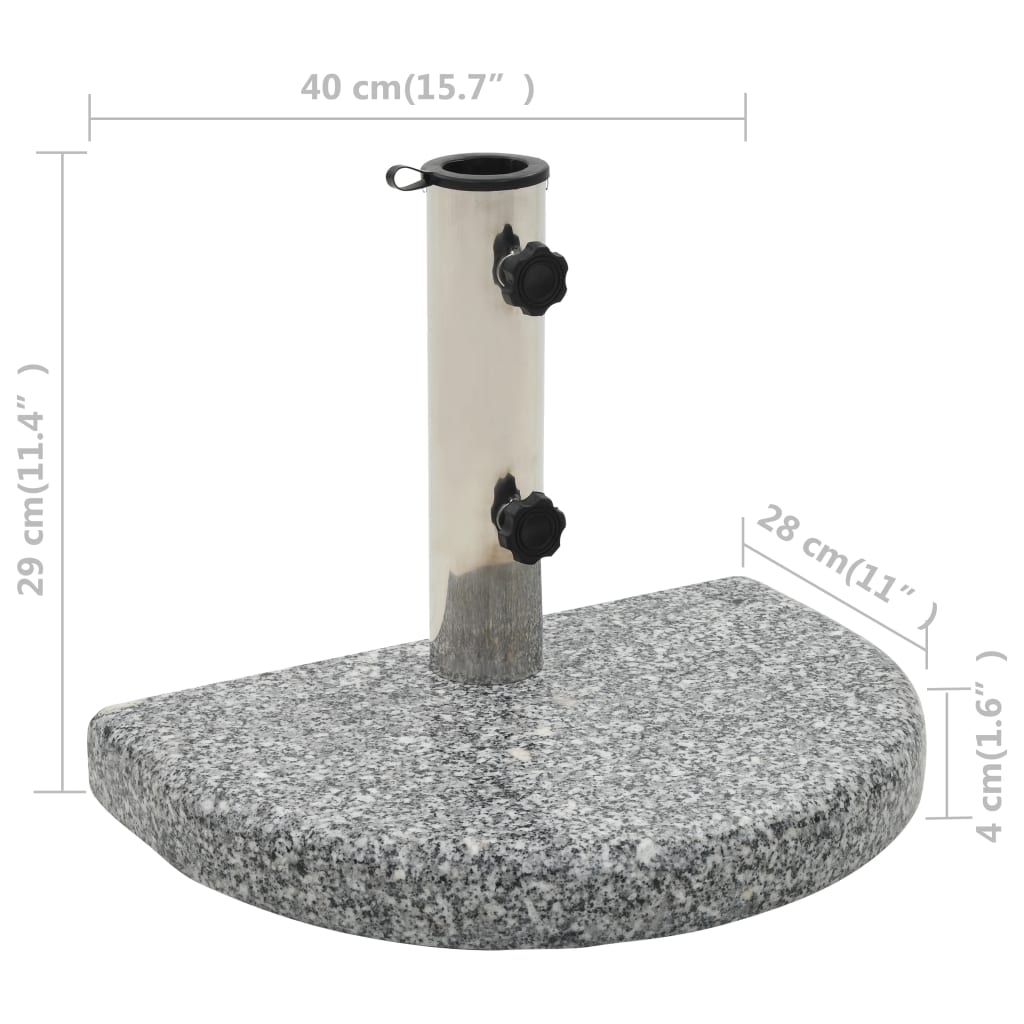 45069 vidaXL Parasol Base Granite 10 kg Curved Grey