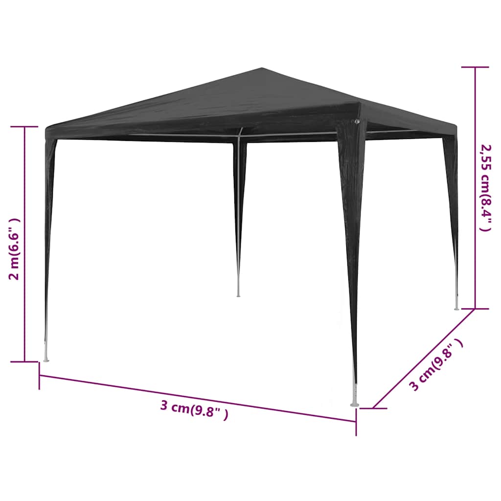 45086 vidaXL Party Tent 3x3 m PE Anthracite