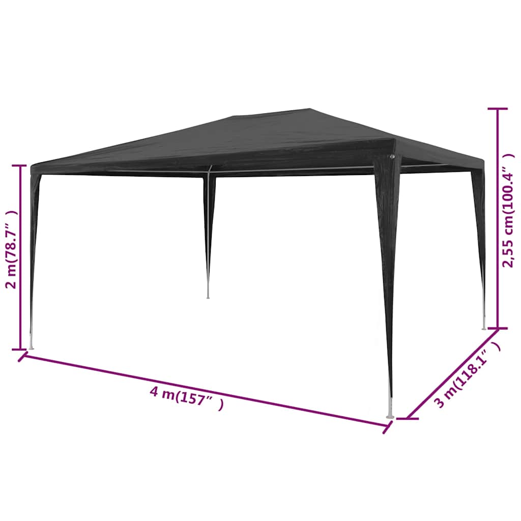 45087 vidaXL Party Tent 3x4 m PE Anthracite