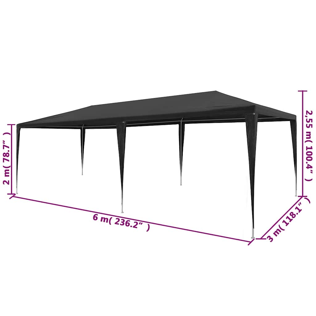 45088 vidaXL Party Tent 3x6 m PE Anthracite