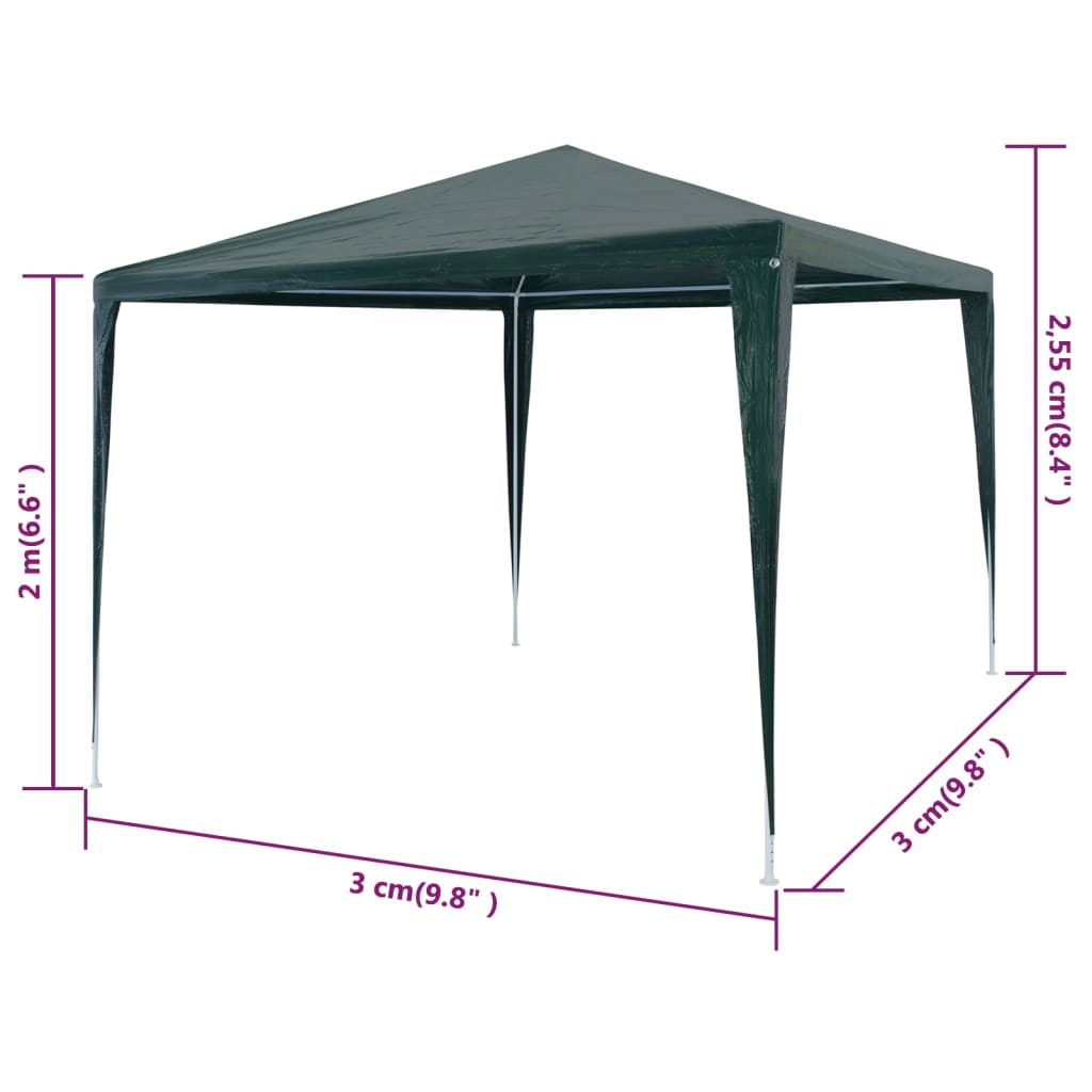 45091 vidaXL Party Tent 3x3 m PE Green