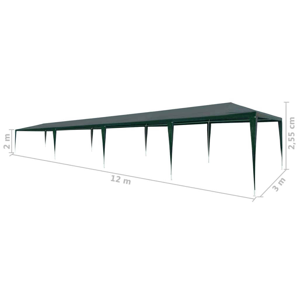 45095 vidaXL Party Tent 3x12 m PE Green