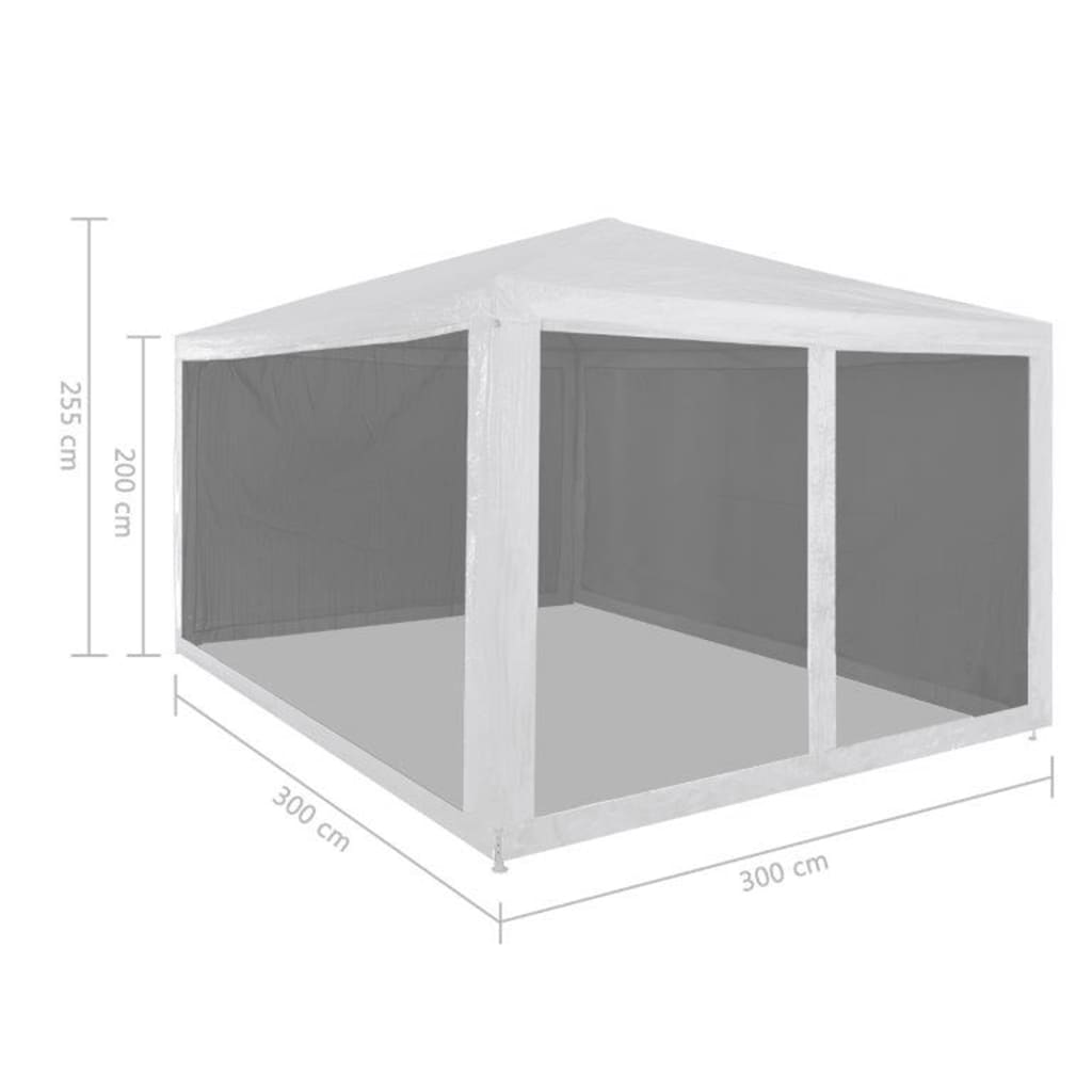 45108 vidaXL Party Tent with 4 Mesh Sidewalls 3x3 m