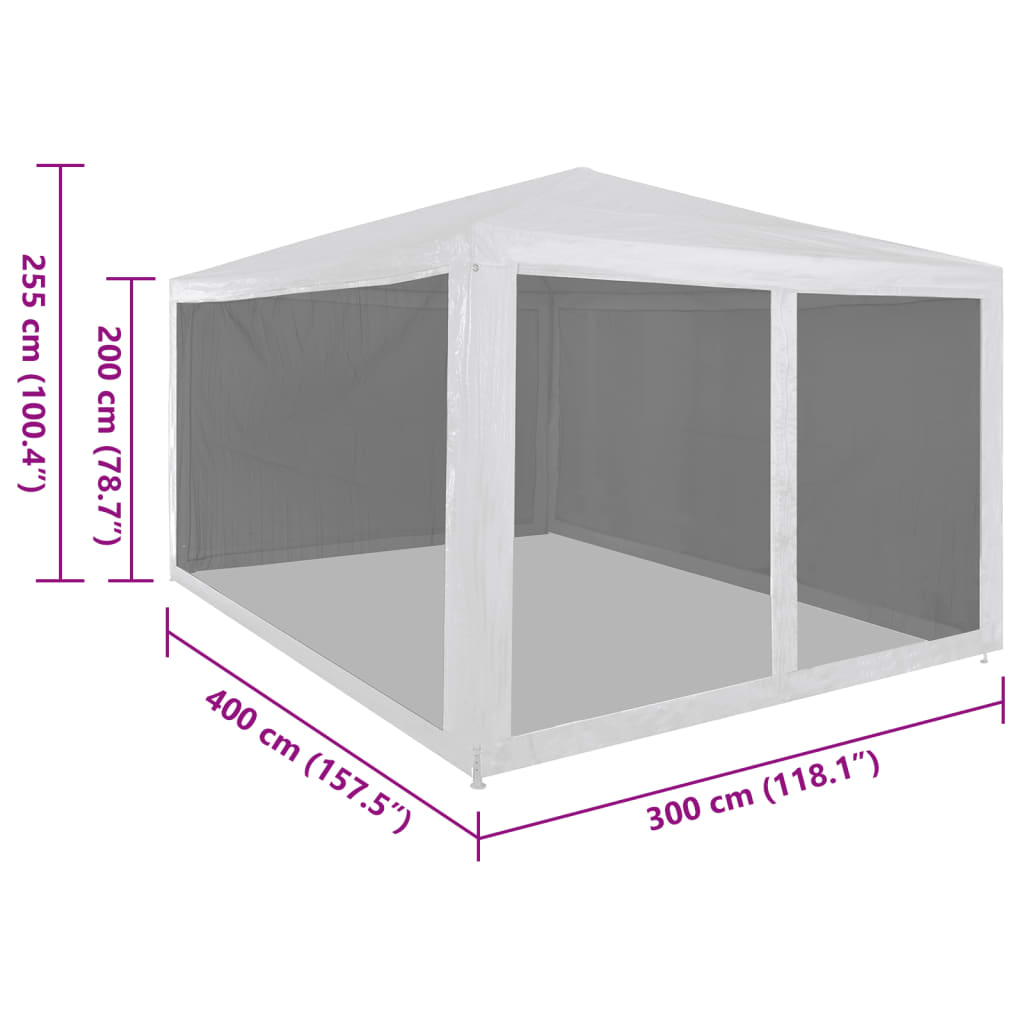 45109 vidaXL Party Tent with 4 Mesh Sidewalls 4x3 m