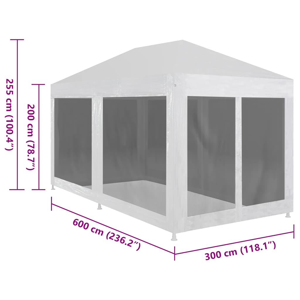 45110 vidaXL Party Tent with 6 Mesh Sidewalls 6x3 m
