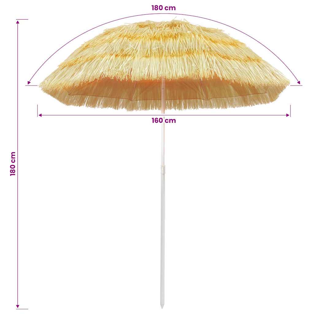 Beach Parasol Natural 180 cm Hawaii Style