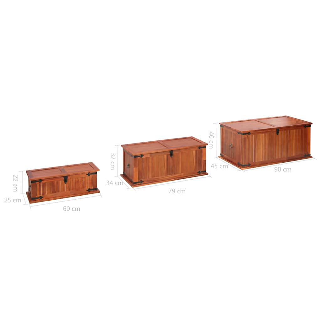 247243 vidaXL Storage Chests 3 pcs Solid Acacia Wood